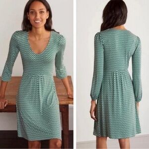 Boden Teal Geometric Long Sleeve Dress (263)